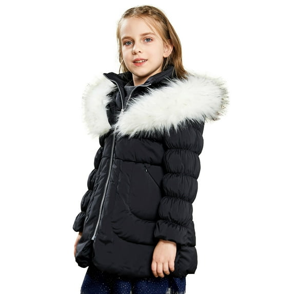 Orolay Girl's Hooded Winter Down Coat Puffer Jacket with Faux Fur Trim