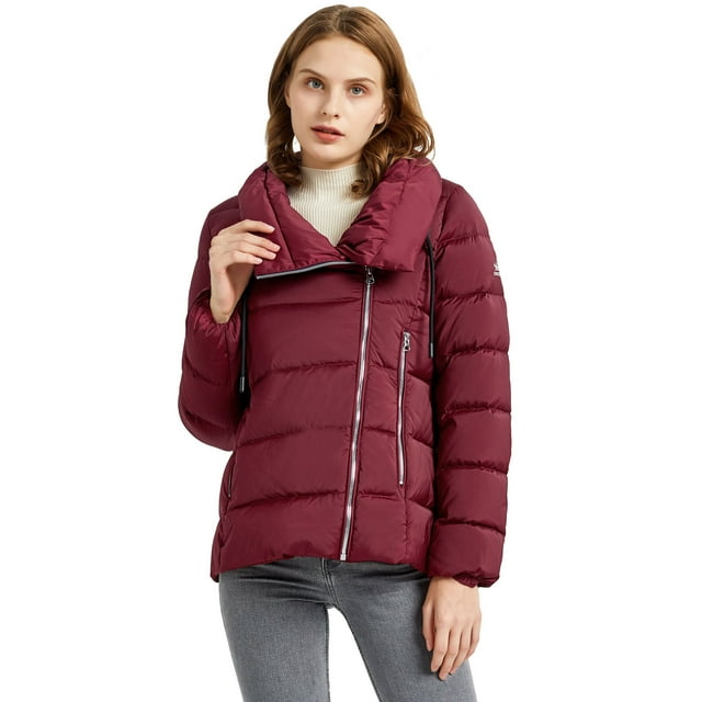 Orolay Hooded Down Jacket Women Winter Stand Collar Oblique Placket Puffer Coat