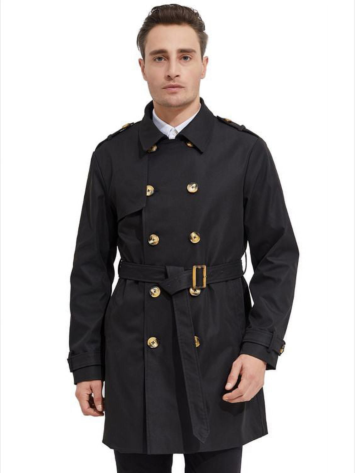 Orolay Men's Double Breasted Trench Coat with Removable Belt,Black,L ...