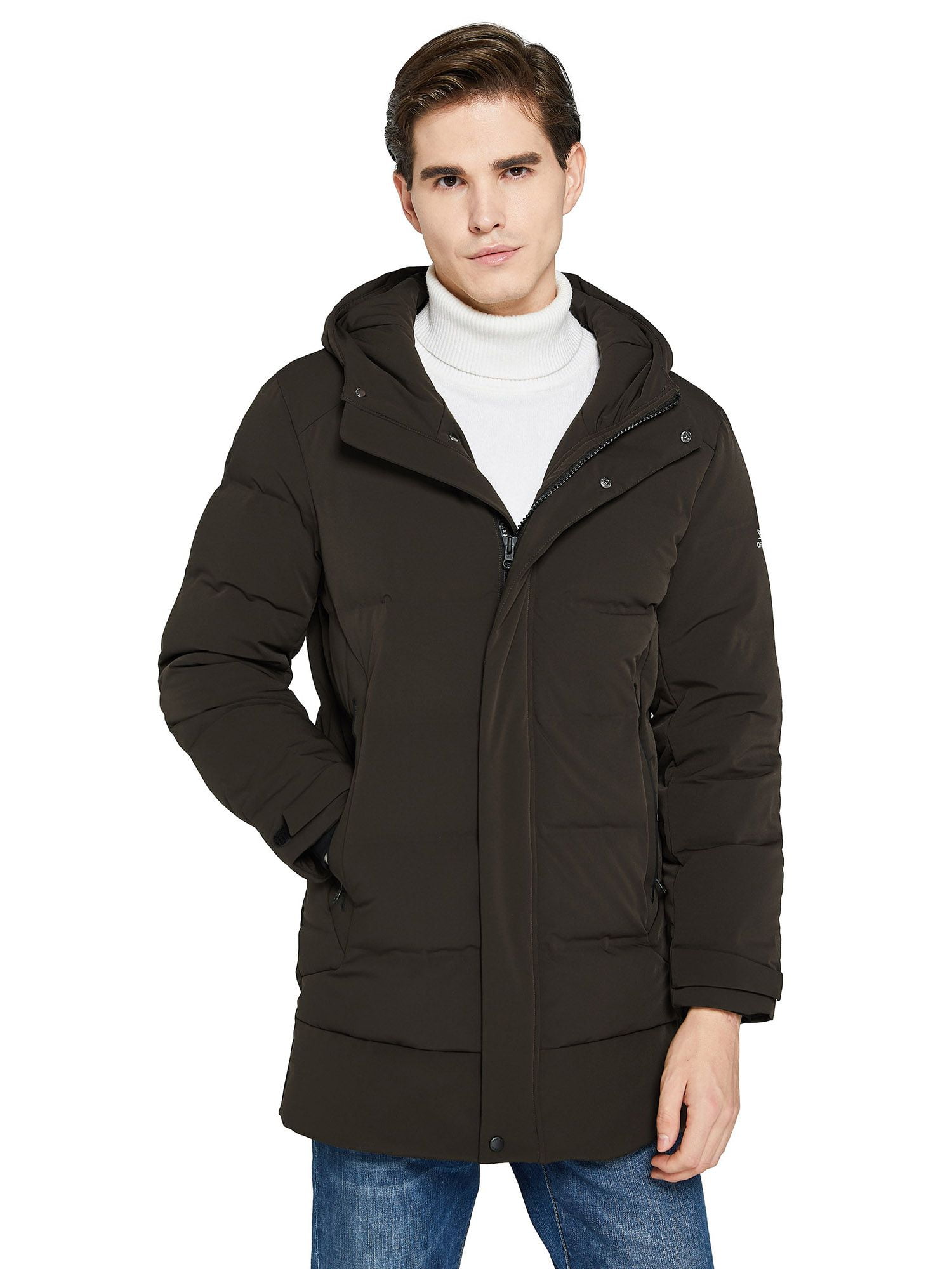 Orolay Men s Double Snap Winter Down Coat Thickened Jacket with Stand Collar Walmart