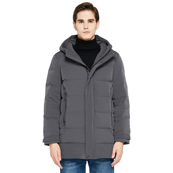 Orolay Men's Double Snap Winter Down Coat Thickened Jacket with Stand Collar