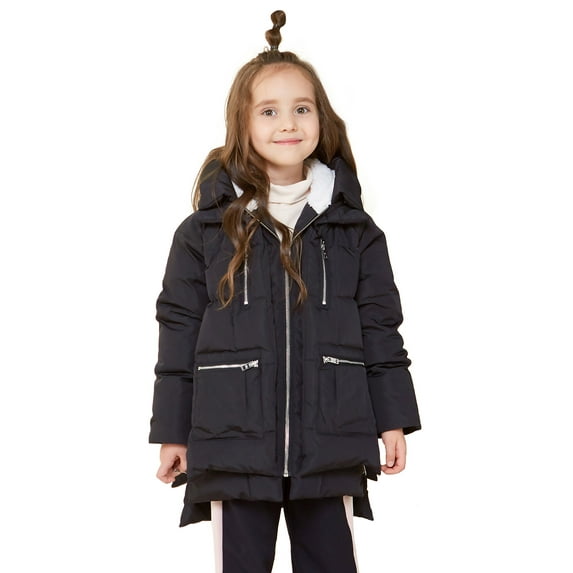 Orolay Mid Length Down Puffer Jacket(Black, 6-7Y), Female