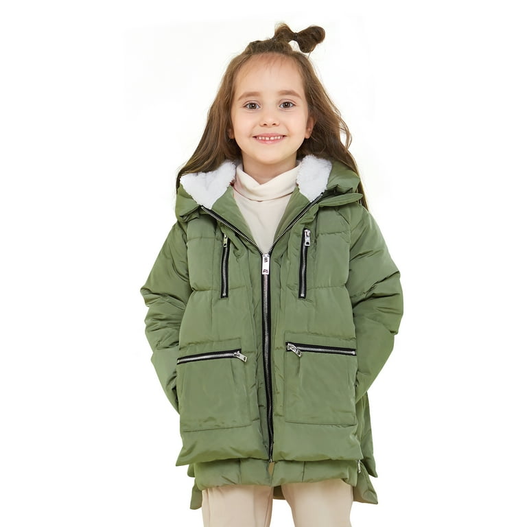 Orolay Mid Length Parka Jacket, Puffer Winter Coat (Green, 10-11Y), Female  - Walmart.com