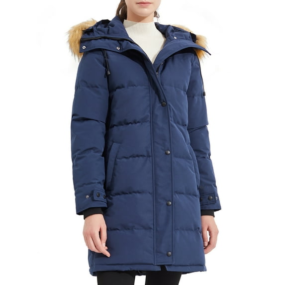 Orolay Women's Down Puffer Coat Winter Jacket with Adjustable Hood Navy M