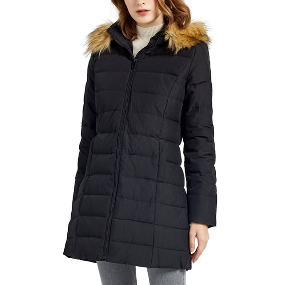 Orolay Women's Lightweight Quilted Down Jackets Water Resistant Slim Winter Coat Black 2XL