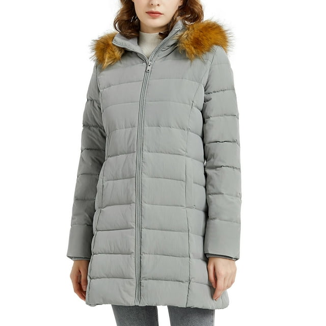 Orolay Women's Lightweight Quilted Down Jackets Water Resistant Slim Winter Coat Grey L