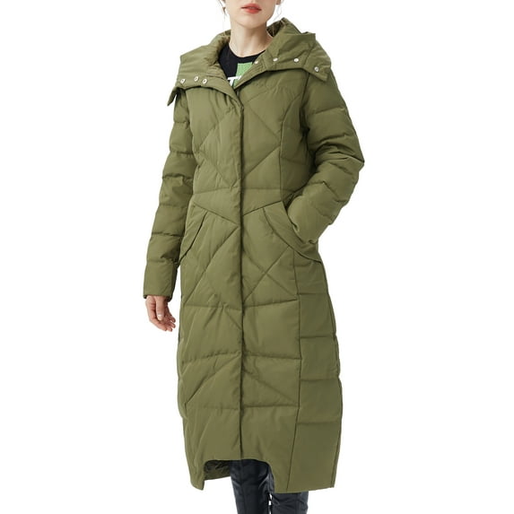 Orolay Women's Long Down Jacket Warm Winter Jacket Snow Coat Green XS