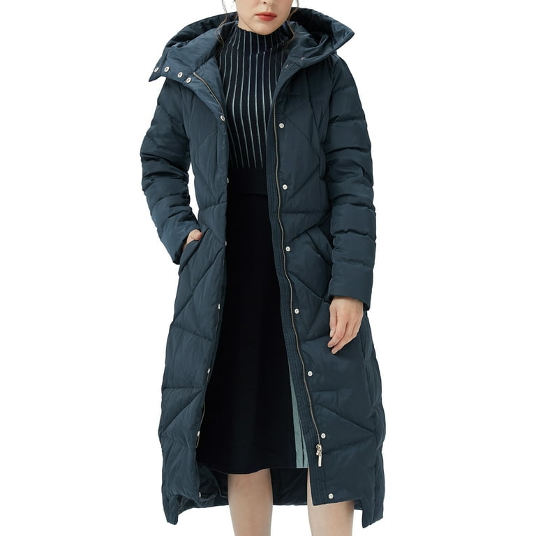 Orolay Women s Long Down Jacket Warm Winter Jacket Snow Coat Navy XL