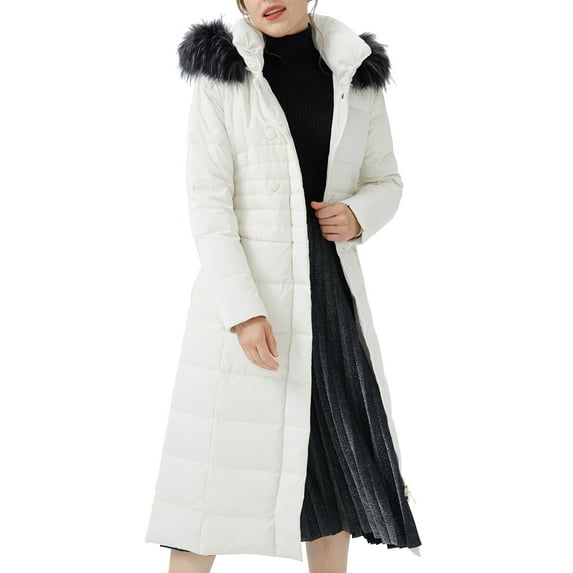 Orolay Women's Maxi Down Jacket Winter Jacket Casual Down Coat Long Length Down Coat White M