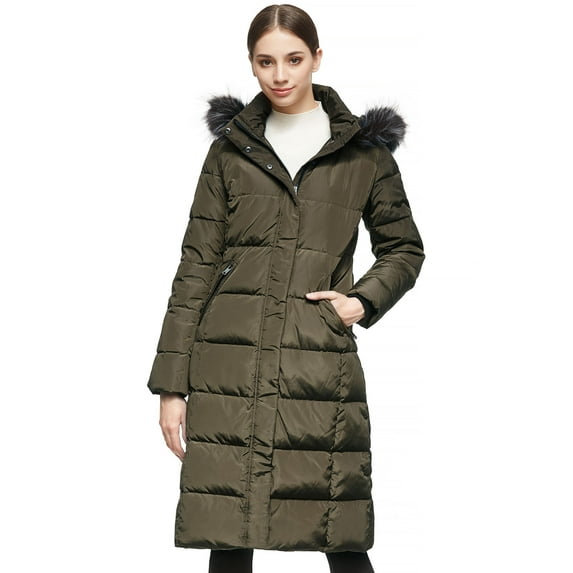 Orolay Women's Puffer Faux Fur Hood Long Down Coat