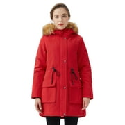 Orolay Women's Thicken Fleece Lined Parka Winter Coat Hooded Jacket with Removable Fur Collar