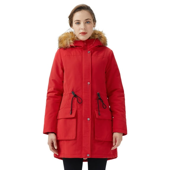 Orolay Women's Thicken Fleece Lined Parka Winter Coat Hooded Jacket with Removable Fur Collar