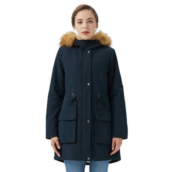 Orolay Women's Thicken Fleece Lined Parka Winter Coat Hooded Jacket with Removable Fur Collar