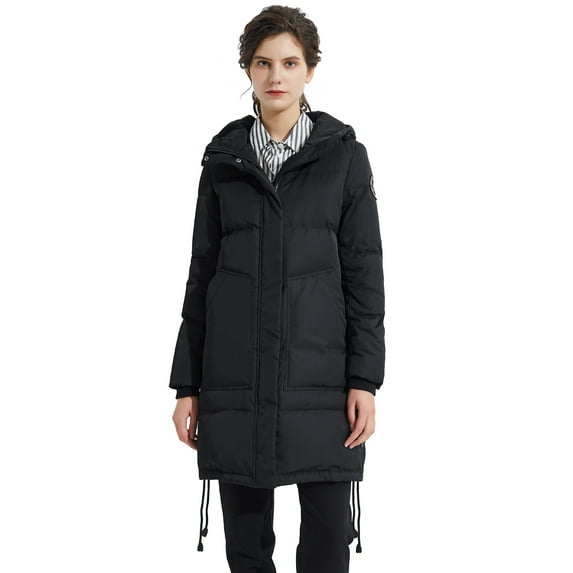Orolay Women's Winter Down Coat Long Down Jacket Double Snap Puffer Jacket with Big Pockets