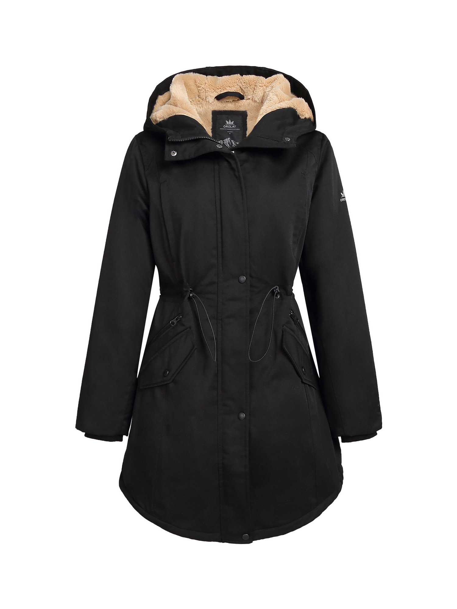 Orolay Women's Winter Parka Fleece Parka Warm Winter Coat Hoodie Jacket Mid length Winter Jacket Black M - image 1 of 5