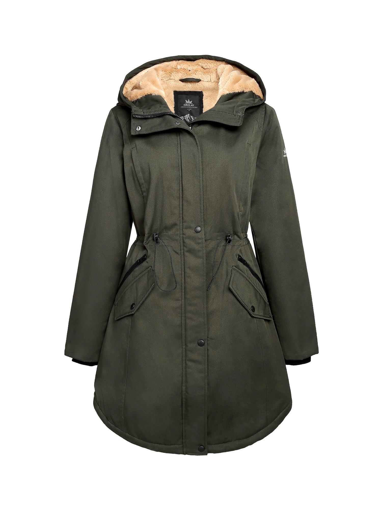 Orolay Women's Winter Parka Fleece Parka Warm Winter Coat Hoodie Jacket Mid length Winter Jacket Green XL - image 1 of 5