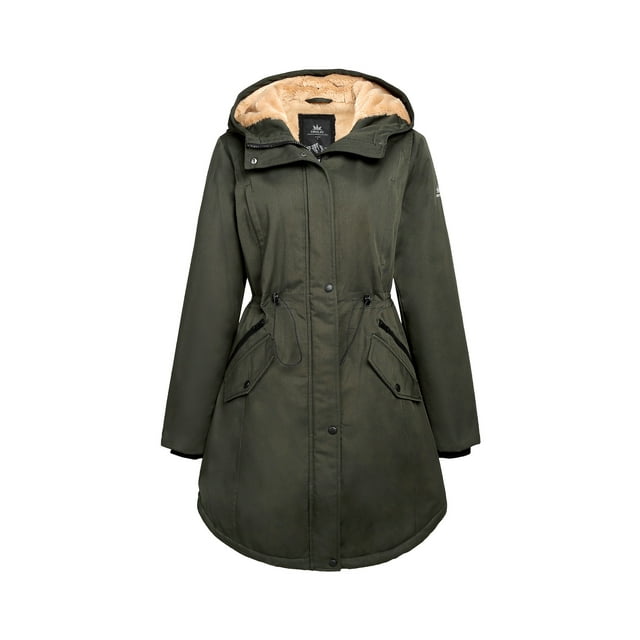 Orolay Women's Winter Parka Fleece Parka Warm Winter Coat Hoodie Jacket Mid length Winter Jacket Green XL