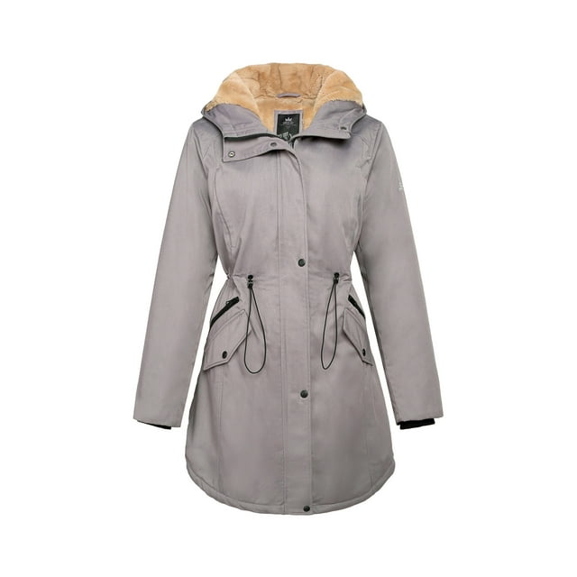 Orolay Women's Winter Parka Fleece Parka Warm Winter Coat Hoodie Jacket Mid length Winter Jacket Grey S