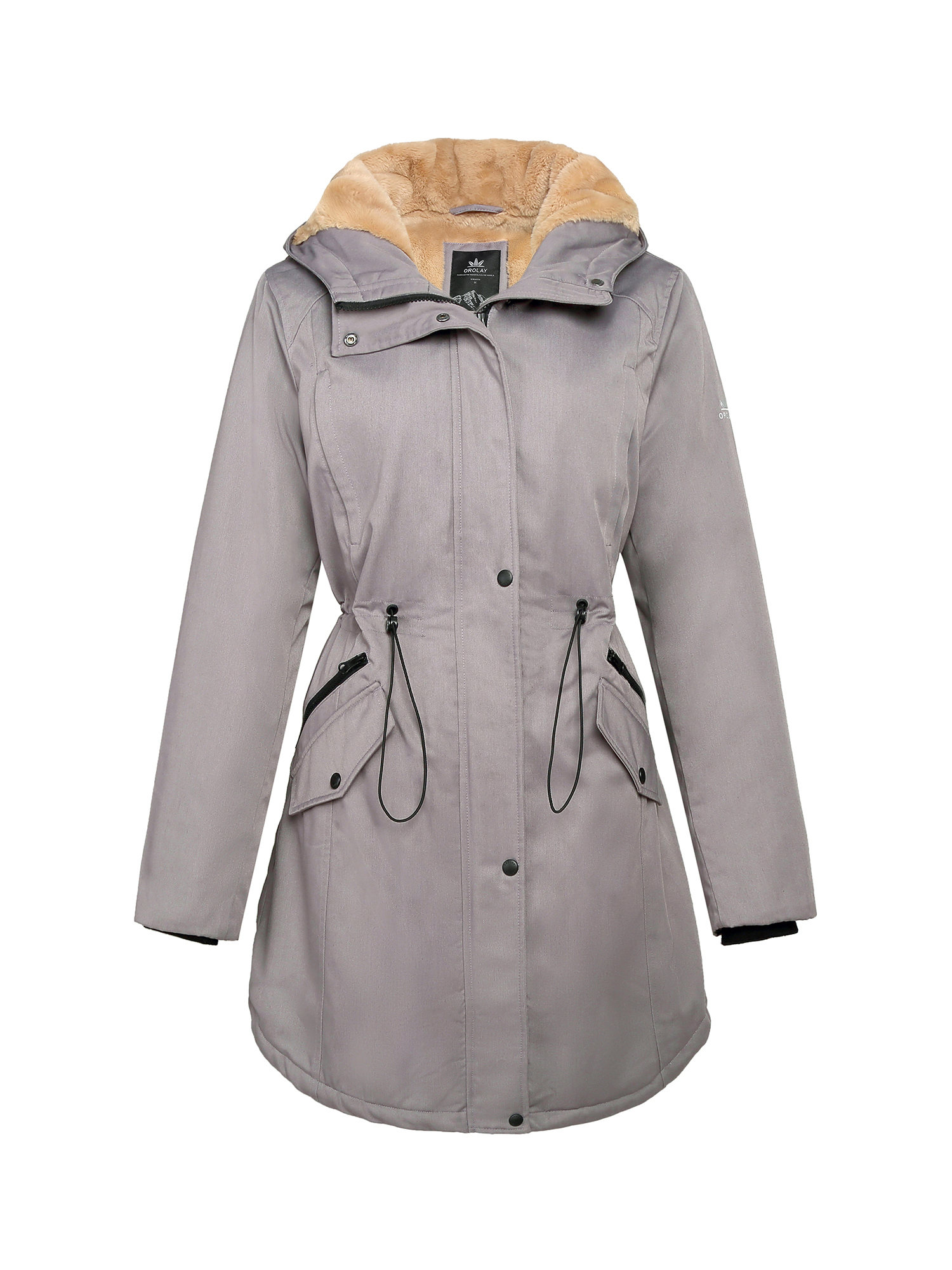 Orolay Women's Winter Parka Fleece Parka Warm Winter Coat Hoodie Jacket Mid length Winter Jacket Grey XL - image 1 of 5