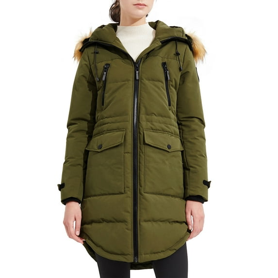 Orolay Womens Winter Down Jacket Slim Fit Down Jackets Long Sleeve Thicken Puffer Jackets Armygreen M