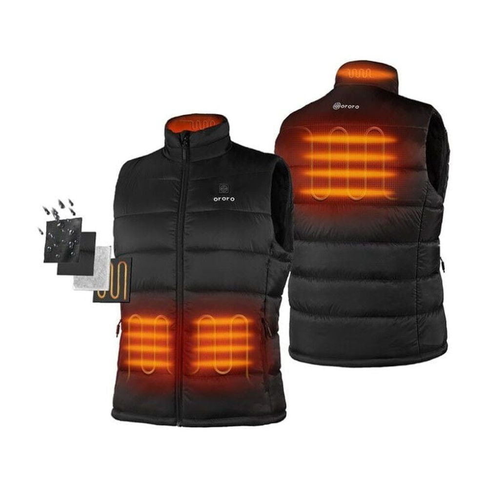 ORORO Mens Black And White Classic Heated Vest Kit 2X