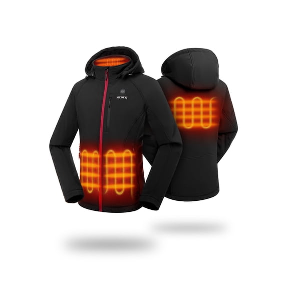 Ororo Women's Heated Jacket Medium with Detachable Hood and Battery Pack, Black/Red