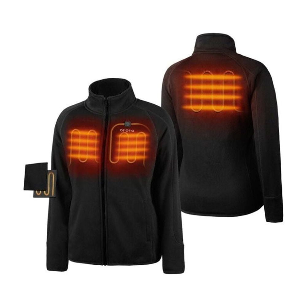ORORO Womens Black Heated Fleece Jacket Kit Xs