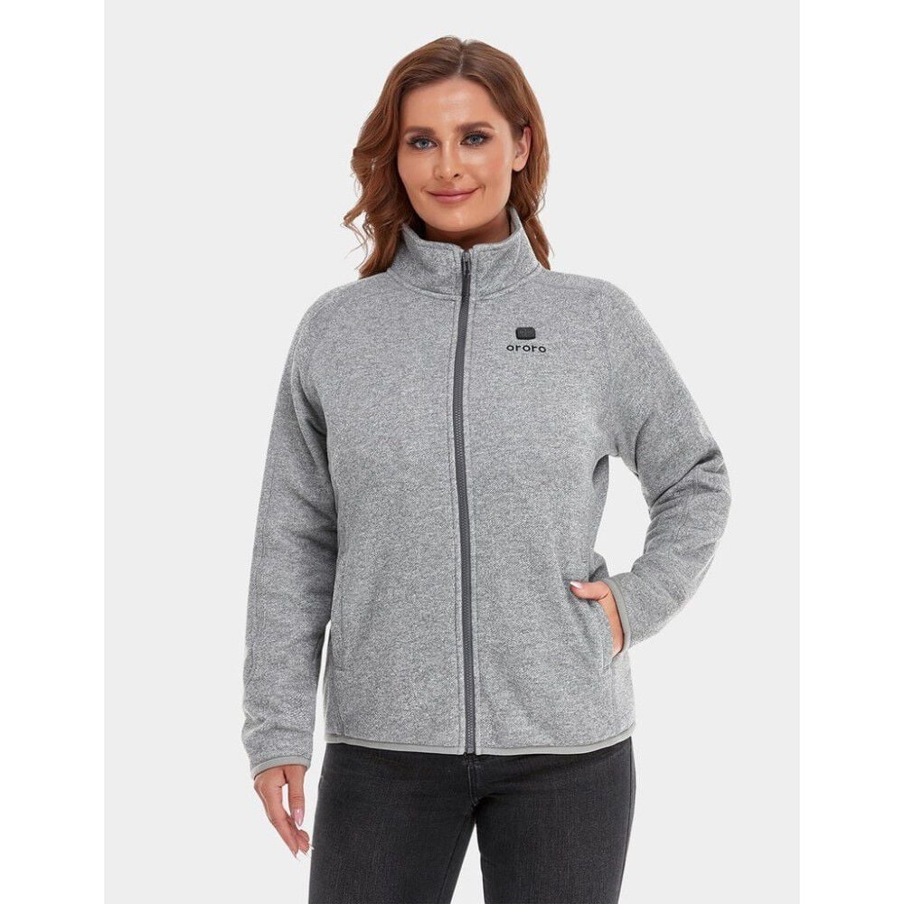 ORORO Womens Flecking Gray Heated Fleece Jacket Kit Xs