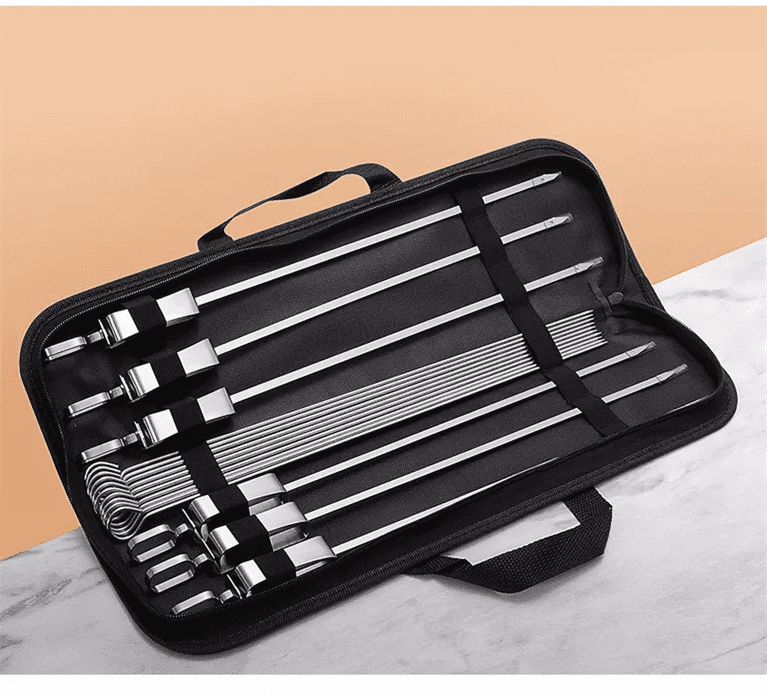 Oroton 16" Kabob Skewers for Grilling Metal Skewers for Kabobs with Slider (10+6PCS)