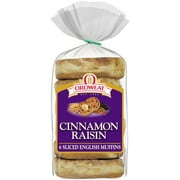 Oroweat Cinnamon Raisin English Muffins, 6 count, Pre-sliced English Muffins, 14.5 oz Bag