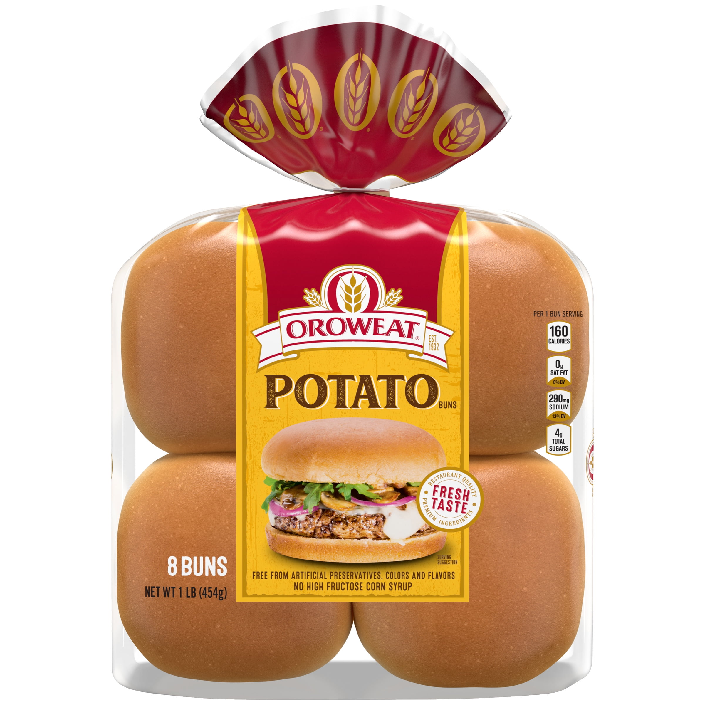 Oroweat Country Potato Sandwich Buns, Burger Size, 8 Buns, 16 oz