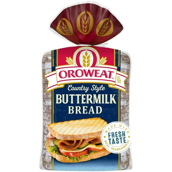 Oroweat Country Style Buttermilk Bread, 24 oz, White Bread, Bag (Pack of 3)