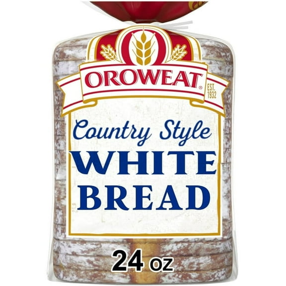 Oroweat Country Style Plain Bread, 24 oz, White Bread, Bag (Pack of 2)