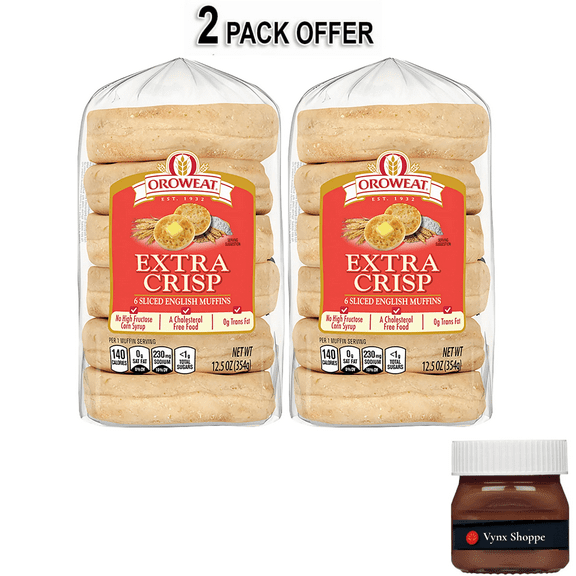 Oroweat Extra Crisp English Muffins, 6 count, Plain English Muffins, 12.5 oz