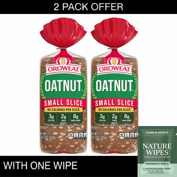 Oroweat Oatnut Bread Small Slice Whole Grains Free From Artificial Preservatives Colors And Flavors & Wipe Pack