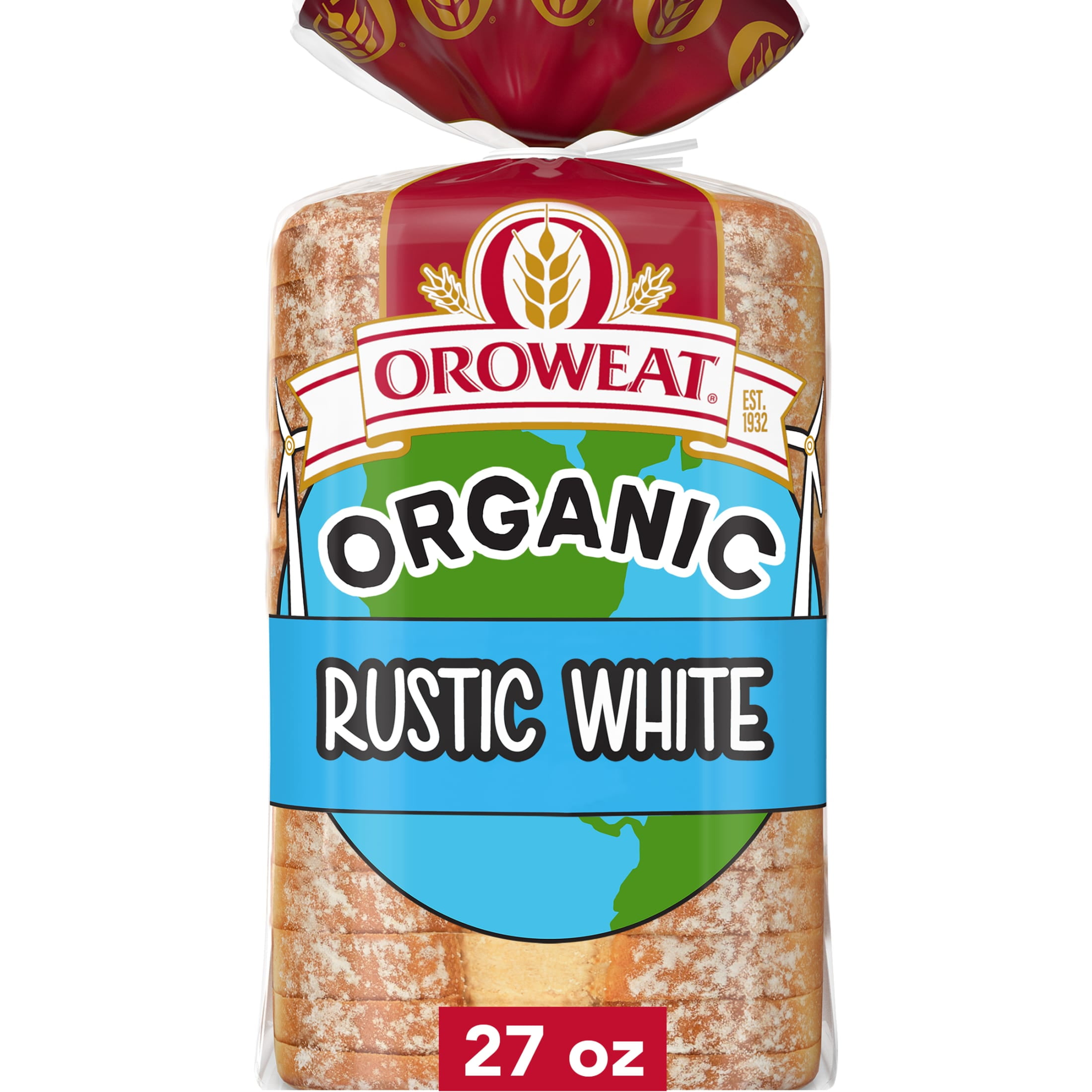 Oroweat Organic Rustic White Bread, 27 oz, Plain White Bread, Bag