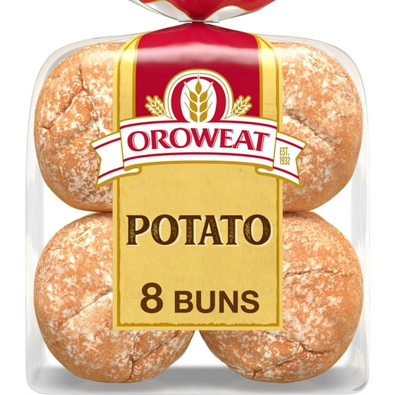 Oroweat Potato Buns, 8 count, Hamburger Buns, 21 oz Bag