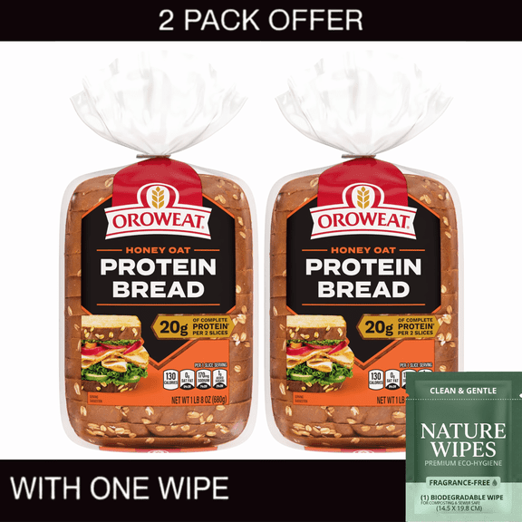 Oroweat Protein Honey Oat Bread, with Wipe Pack