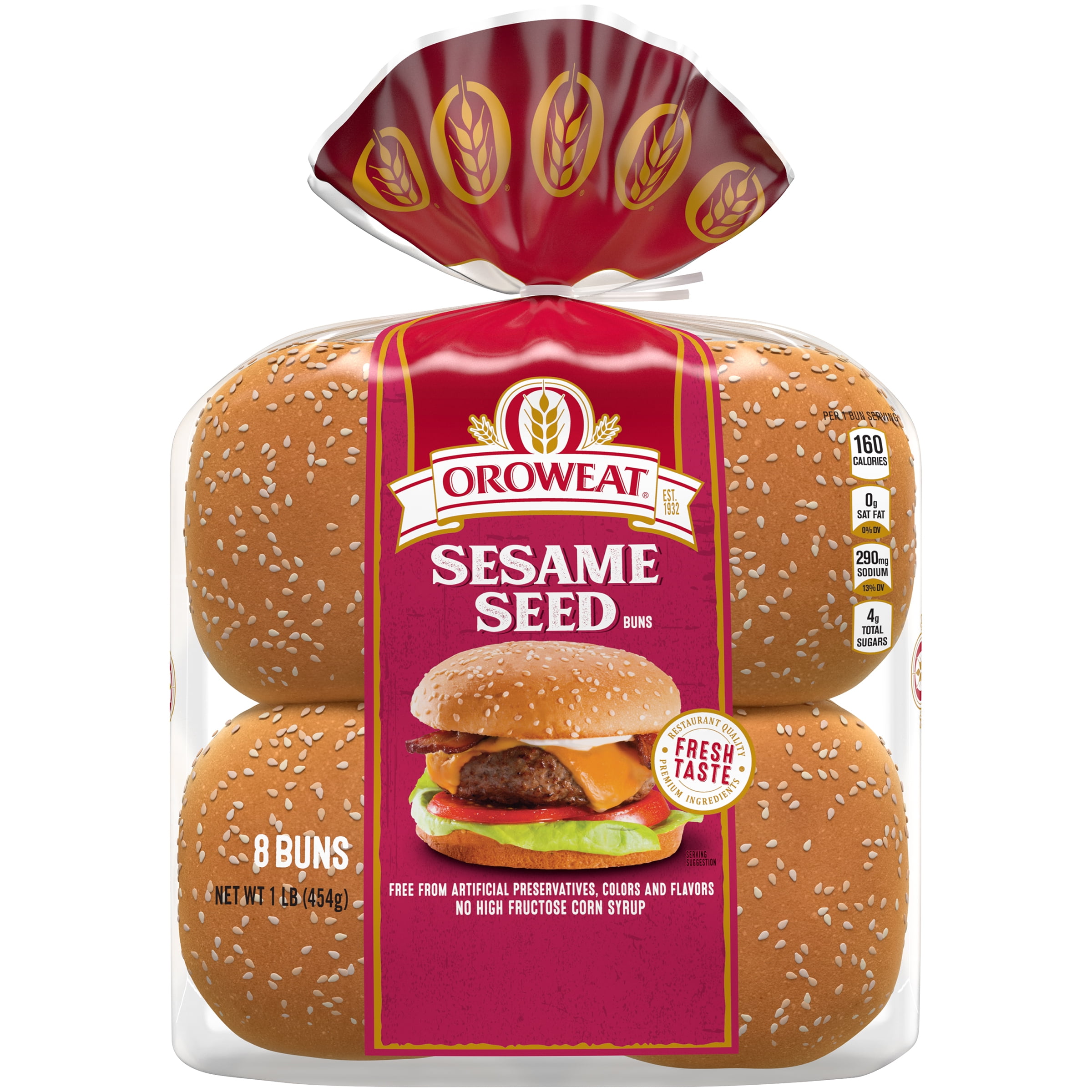 Oroweat Sesame Seeded Regular Sandwich Rolls, Shelf-Stable, 8 Buns, 16 oz