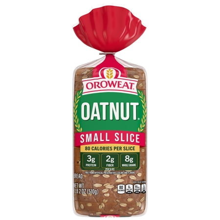 Oroweat Small Slice Oatnut Bread, 18 oz, Oat Bread, Bag
