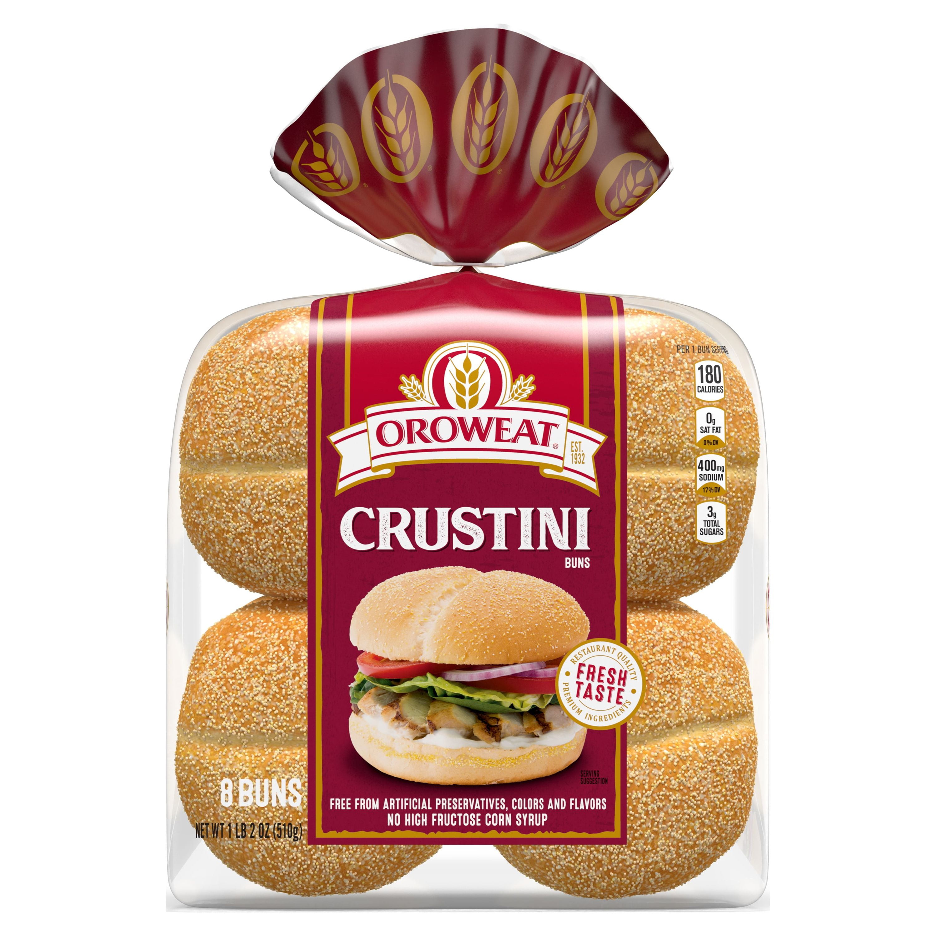 Oroweat Specialty White Crustini Sandwich Roll, 8 count, 18 oz