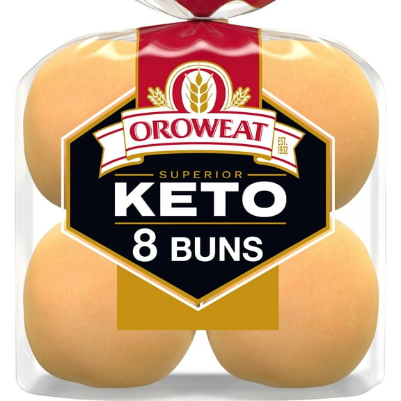 Oroweat Superior Keto Plain Hamburger Buns, 8 count, Hamburger Buns, 12 oz Bag