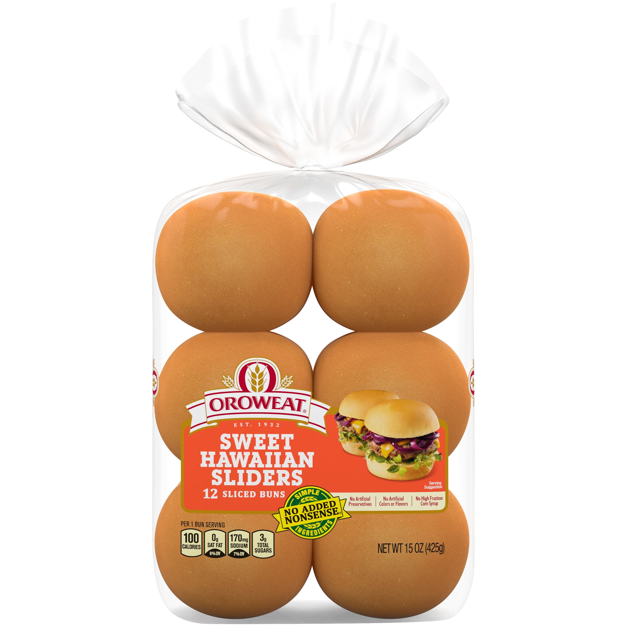 Oroweat Sweet Hawaiian Slider Buns, 12 count, 15 oz