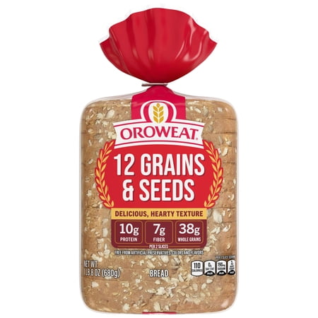 Oroweat 12 Grains & Seeds Bread, 24 oz, Multigrain Bread, Bag
