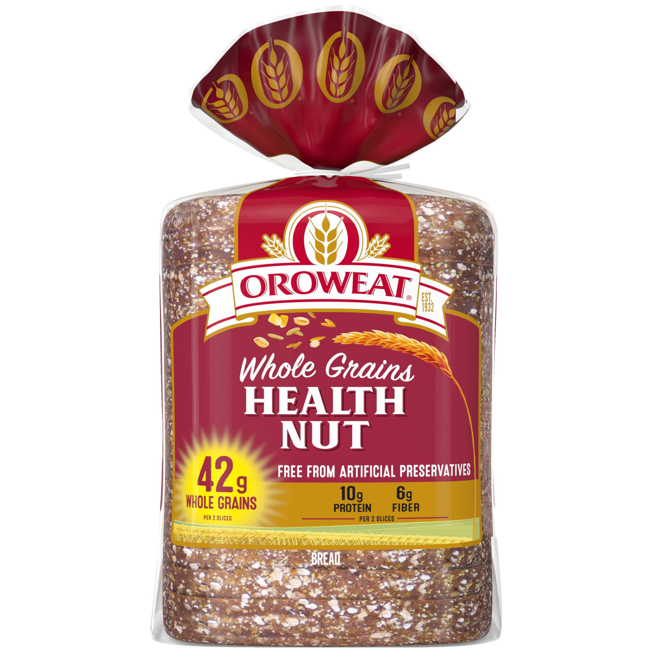 Oroweat Whole Grains Healthnut Bread, 24 oz, Multigrain Bread, Bag