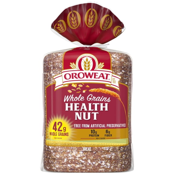Oroweat Whole Grains Healthnut Bread, 24 oz, Multigrain Bread, Bag