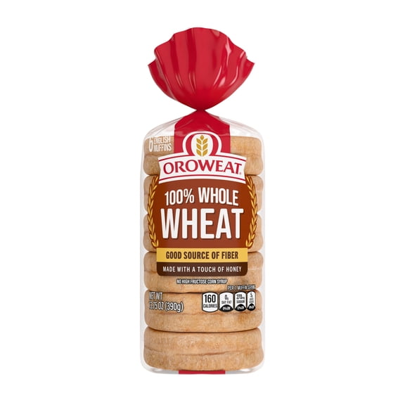 Oroweat 100% Whole Wheat English Muffins, 6 count, 13.75 oz