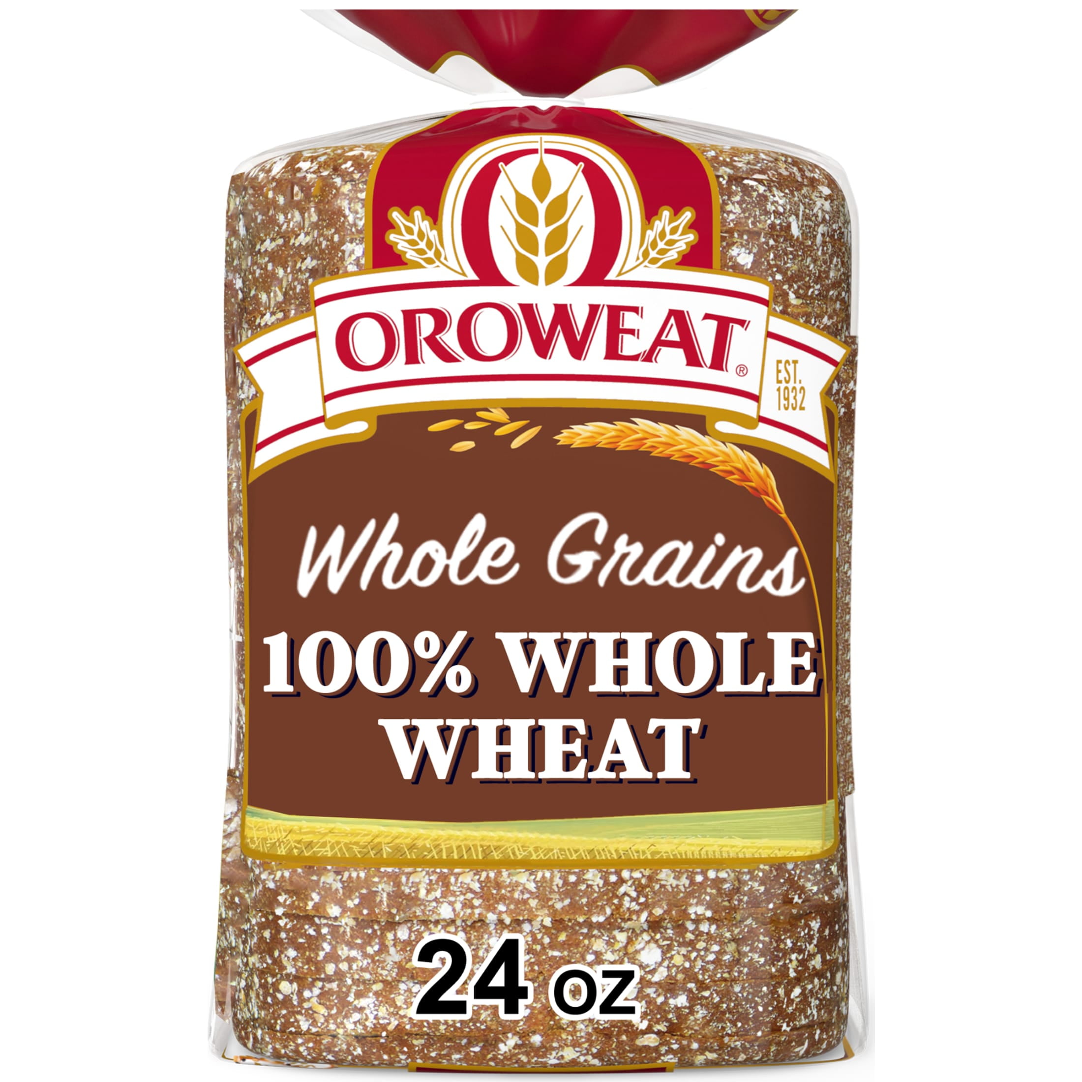 Oroweat Whole Grains 100% Whole Wheat Bread, Baked with Simple Ingredients & Whole Wheat, 24 oz