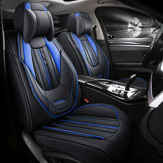Oroyalcars Leatherette Car Seat Covers 5-Seater Full Set Universal Fit Vehicle Cushion Protective Cover for Cars SUV, Auto Interior Accessories, Blue