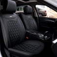 thumbnail image 1 of Oroyalcars Red Line Plaid Pattern Leatherette Car Seat Cover for Sedans, SUV and Pickup, Full Set, Universal Fit, Black, 1 of 2